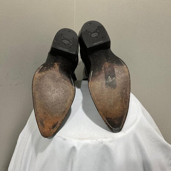 NOCONA Cowboy Boots Black Leather & grey western embroidery EUC Men's Size 10 D - Picture 5 of 8